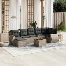 8-részes szürke polyrattan kerti ülőgarnitúra párnákkal kerti bútor