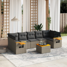 8-részes szürke polyrattan kerti ülőgarnitúra párnákkal kerti bútor