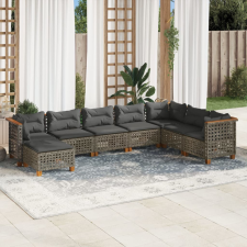 8 részes szürke polyrattan kerti ülőgarnitúra párnákkal kerti bútor