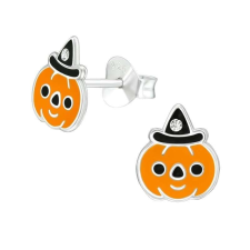 925 ezüst fülbevaló korróziógátló fóliával gyerekeknek, tök Halloweenre, ZOR40359 fülbevaló