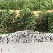  9 db íves horganyzott vas gabion kosár 400x50x40/60 cm kerti tárolás