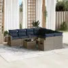  9 db szürke polyrattan kerti kanapégarnitúra párnákkal