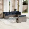  9 db szürke polyrattan kerti kanapégarnitúra párnákkal