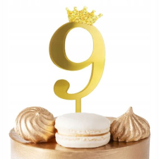 9-ES SZÁMÚ ARANY TÜKÖR TORTA TOPPER SZÜLETÉSNAPI PARTIRA party kellék