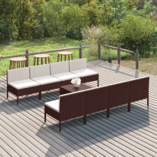 9 részes barna polyrattan kerti bútorszett párnákkal kerti bútor