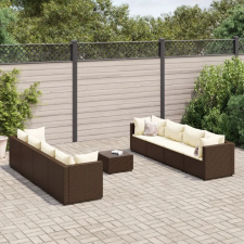  9 részes barna polyrattan kerti ülőgarnitúra párnákkal kerti bútor