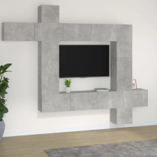  9 részes betonszürke szerelt fa TV-szekrényszett bútor