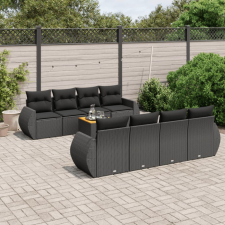  9 részes fekete polyrattan kerti ülőgarnitúra párnákkal kerti bútor