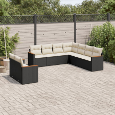 9 részes fekete polyrattan kerti ülőgarnitúra párnákkal kerti bútor