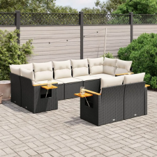  9 részes fekete polyrattan kerti ülőgarnitúra párnákkal kerti bútor