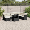  9 részes fekete polyrattan kerti ülőgarnitúra párnákkal