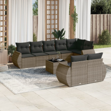9-részes szürke polyrattan kerti ülőgarnitúra párnákkal kerti bútor
