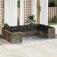  9 részes szürke polyrattan kerti ülőgarnitúra párnákkal kerti bútor