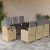  9 részes vegyes bézs polyrattan kerti étkezőgarnitúra párnákkal