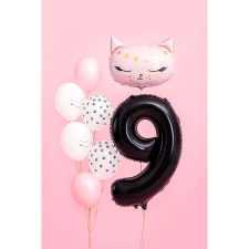 9. szám, fólia lufi, 86 cm, fekete party kellék