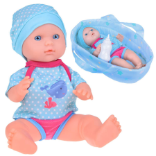 A baba a hordozóban, a baba iszik és pisil ZA5153 játékbaba felszerelés