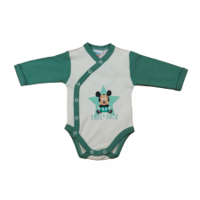 ABR Hosszú ujjú elől patentos pamut body - Zöld-Fehér - Mickey egér (68) kombidressz, body