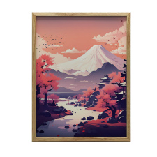  ABSZTRAKT VOLCÁN PLAKÁT FALRA SÖTÉTBARNA KERET 50x70 CM MATT grafika, keretezett kép