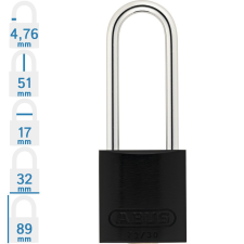 Abus 72/30HB50 LOTO hosszúkengyelű munkavédelmi kizáró lakat - Fekete - 018039 lakat