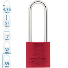 Abus 72/30HB50 LOTO hosszúkengyelű munkavédelmi kizáró lakat - Piros - 018084 lakat
