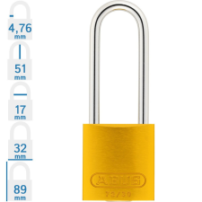 Abus 72/30HB50 LOTO hosszúkengyelű munkavédelmi kizáró lakat - Sárga - 018145 lakat