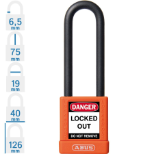 Abus 74/40HB75 LOTO hosszúkengyelű munkavédelmi kizáró lakat - Narancssárga - 589850 lakat