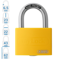 Abus T65AL/40 KA Egységkulcsos lakat - Sárga lakat