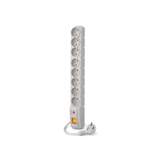 ACAR S8 8 aljzatos túlfeszültség védő - elosztó kapcsolóval 1.5m - Szürke (W0150) hosszabbító, elosztó