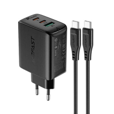 AceFast A13 hálózati töltő 2xUSB-C + 1xUSB-A, PD65W fekete (A13 black) mobiltelefon kellék