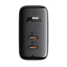 AceFast A9 hálózati töltő 2xUSB-C PD40W fekete mobiltelefon kellék