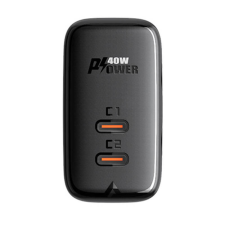 AceFast Wall Charger Acefast A9, 2x USB-C, PD 40W (czarna) mobiltelefon kellék