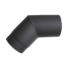  Acél 45 fokos füstcső könyök, átmérő 130mm, vegyestüzelésű kazánhoz, vastagfalú (2mm), fekete (ps-13177)