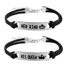  Acél és bőr His Queen - Her King páros karkötő karkötő