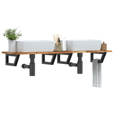  acél és tömör akácfa falra szerelhető mosdópolc fürdőszoba bútor