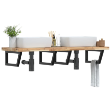  acél és tömör akácfa falra szerelhető mosdópolc fürdőszoba bútor