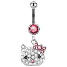 Acél Hello Kitty köldök piercing kulcstartó