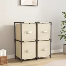  Acél tárolószekrény 4 krémszínű szövetkosárral 63 x 30 x 71 cm bútor