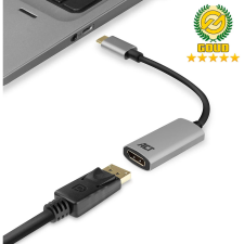 ACT CONNECTIVITY USB 3.0 Type C DisplayPort 1.2/1.2a Átalakító Szürke 15cm AC7030 kábel és adapter