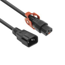 Act Powercord C13 IEC Lock+ - C14 0,5m Black  AK5153 kábel és adapter