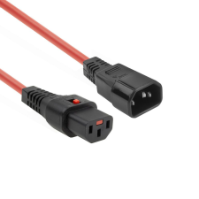 Act Powercord C13 IEC Lock - C14 0,5m Red AK5192 kábel és adapter