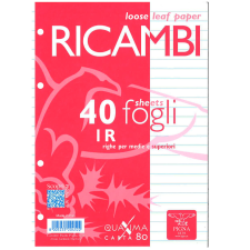ACTIVA spol. s.r.o. Pigna Ricambi gyűrűskönyvbetét A5, 40 lap, fehér, vonalas gyűrűs kalendárium betétlap