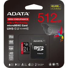 ADATA MicroSDXC 512GB High Endurance + SD adapter memóriakártya