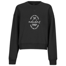 Adidas Pulóverek Signature Graphic Print Fleece Loose Sweatshirt Fekete EU L