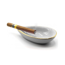 adorini Leaf porcelán szivar hamutál 1 szivar számára arany szegéllyel - fehér hamutartó