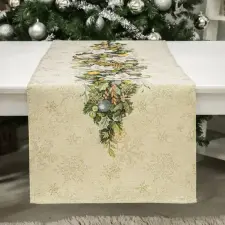  Advent karácsonyi koszorús gobelin asztali futó 44x140 cm arany lurex lakástextília
