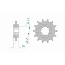 AFAM acél standard első lánckerék 91800 - 525 egyéb motorkerékpár alkatrész