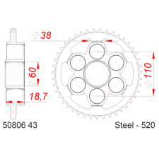 AFAM Acél Standard Hátsó Lánckerék 50806 - 520 egyéb motorkerékpár alkatrész