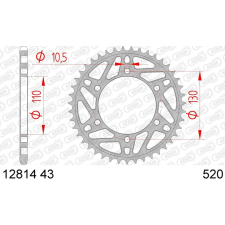 AFAM Acél Standard Hátsó Láncsor 12814 - 520 egyéb motorkerékpár alkatrész
