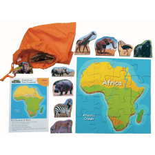 Afrika és állatai fa puzzle 16 darabos szett puzzle, kirakós