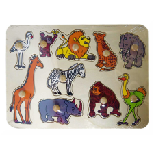 Afrikai állatok 10 darabos fa puzzle fajáték